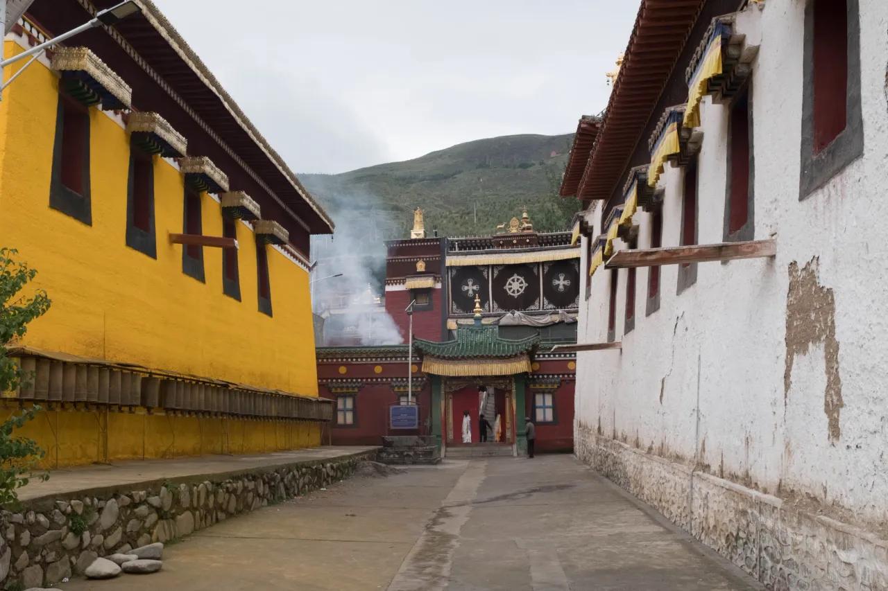 Walking through the monastery compound